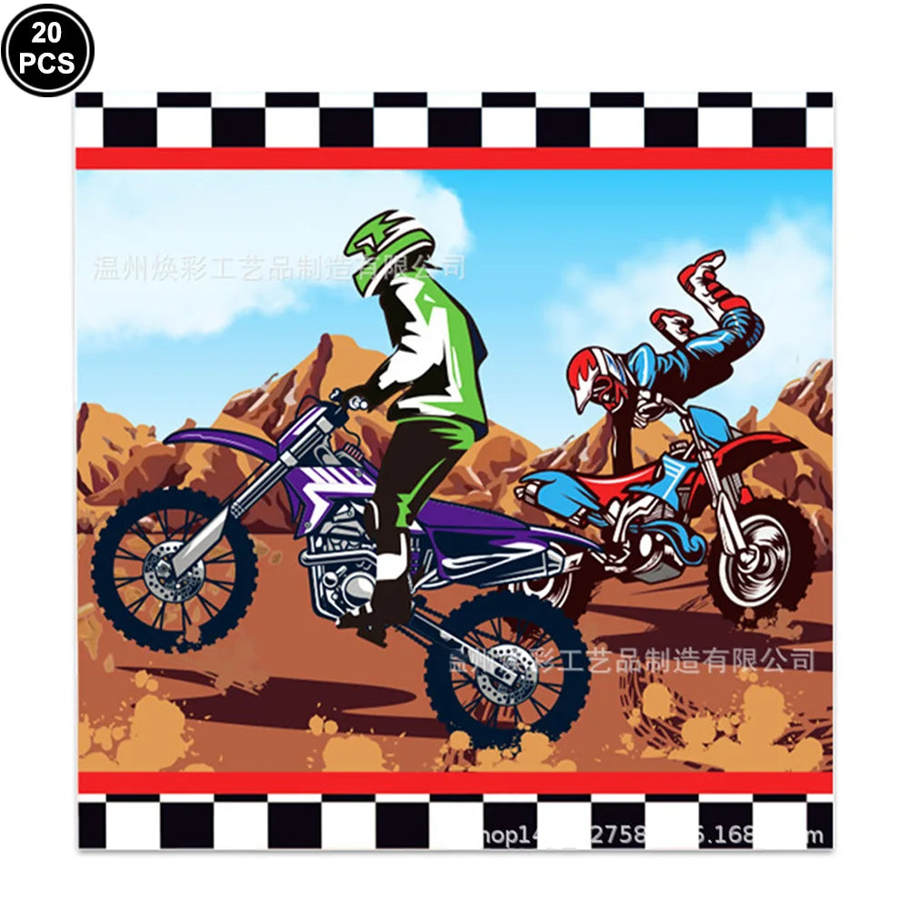 Motorcycle Dirt Biker Birthday Party Supplies Motocross Dessert Paper Plates Cups Napkins Disposable Tableware Favor For Boys