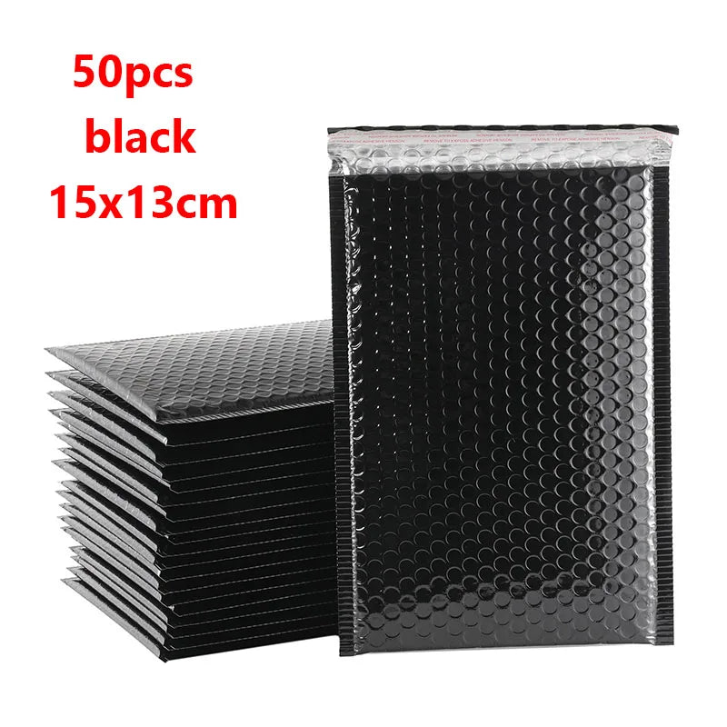 50PCS Aluminized Film Bubble Mailer Gold Mailing Envelope Waterproof Courier Bag Padded Bubble Envelopes Pack Bag for Shipping