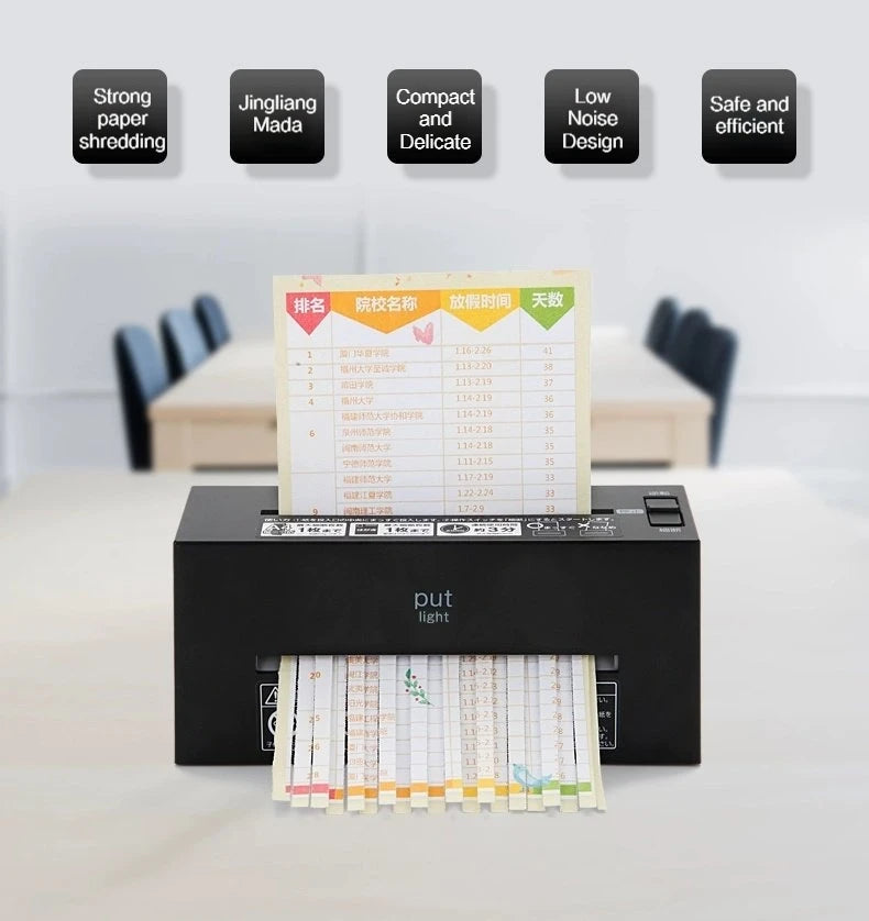Low-Power Battery Electric Paper Shredder for Office And Household Mini Convenient Document Miniature Long Strip Shredder