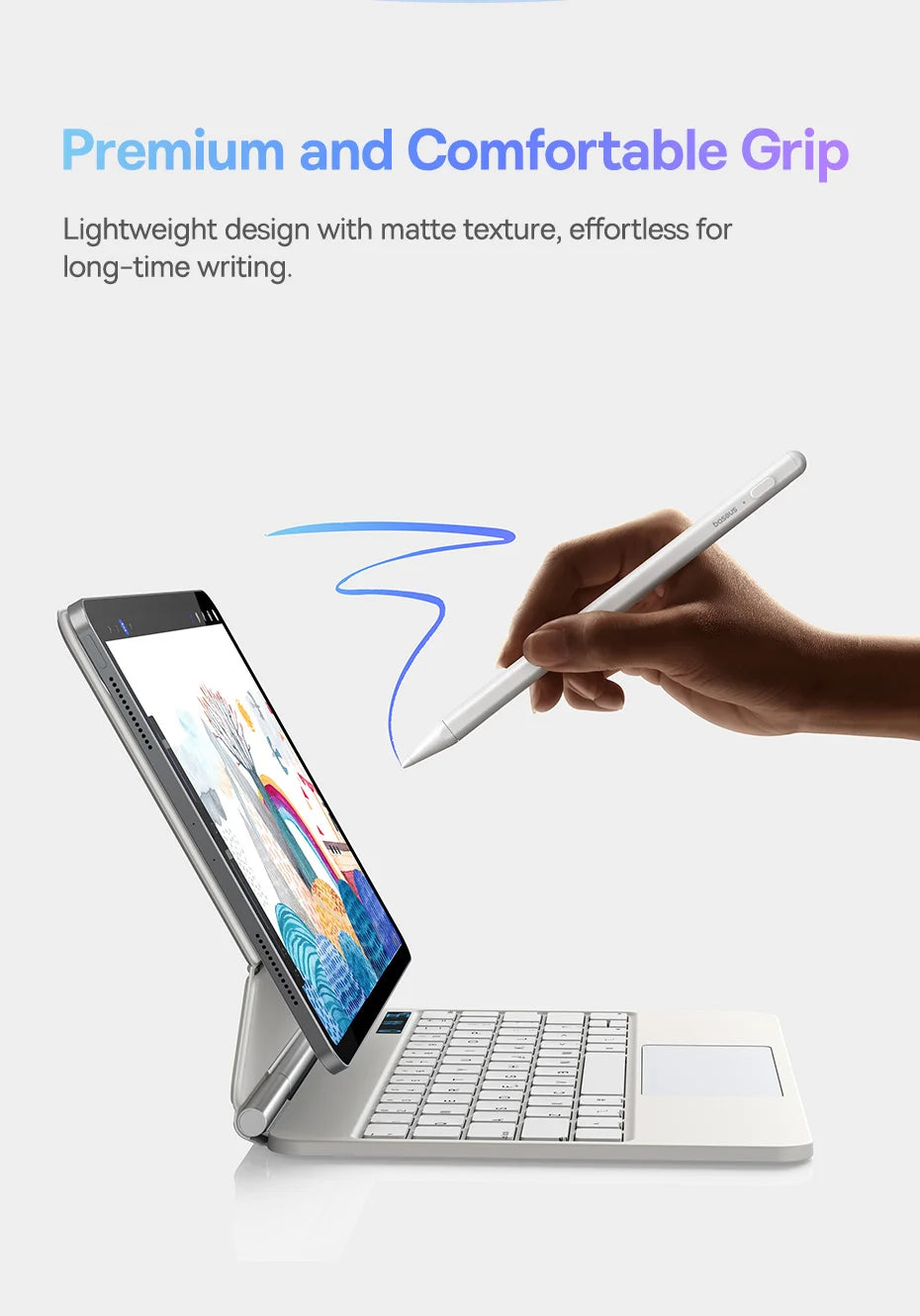 Baseus Stylus Lite with LED for Apple Pencil iPad Palm Rejection Magnetic Design Touch Pen for Tablet for iPad Pro 2018-2023