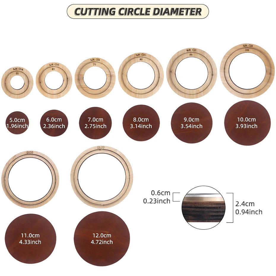 QJH Big Size Hollow Round Hole Punch, High Carbon Steel Round Leather Cutting Dies for DIY Leather Crafts (5 6 7 8 9 10 11 12cm)