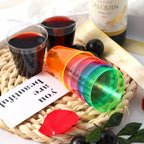 100Pcs Plastic Shot Glasses 2oz Disposable Clear Hard Plastic Cups(Multicolor) jello cups for party iridescent party supplies