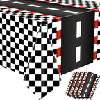 Race Car Theme Tablecloths Black White Checkered Rectangular Plastic Table Cover Racing Car Birthday Party Decorations Supplies