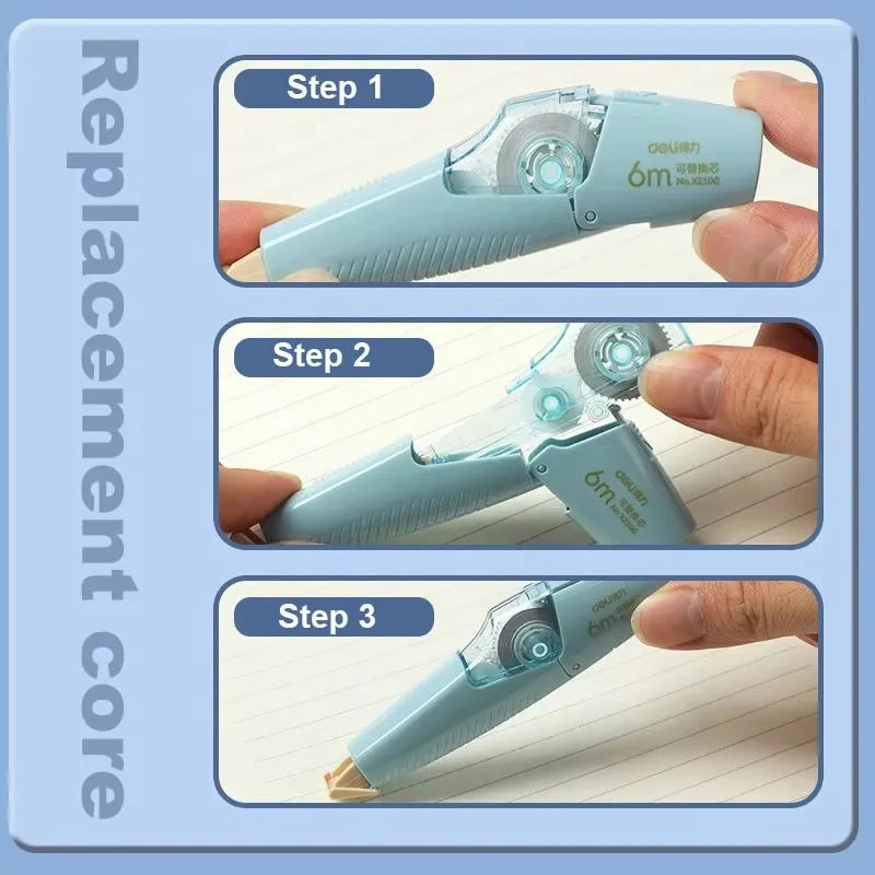Deli Correction Tape 6m*5mm Large-capacity Correct Pen Diary Scrapbooking Student School Office Supplies Roller Correction Tape