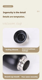 300ML Stainless Steel Vacuum Flask with Lifting Ring Mini Thermos Cup Car Insulated Cup Portable Travel Water Bottle Coffee Mug