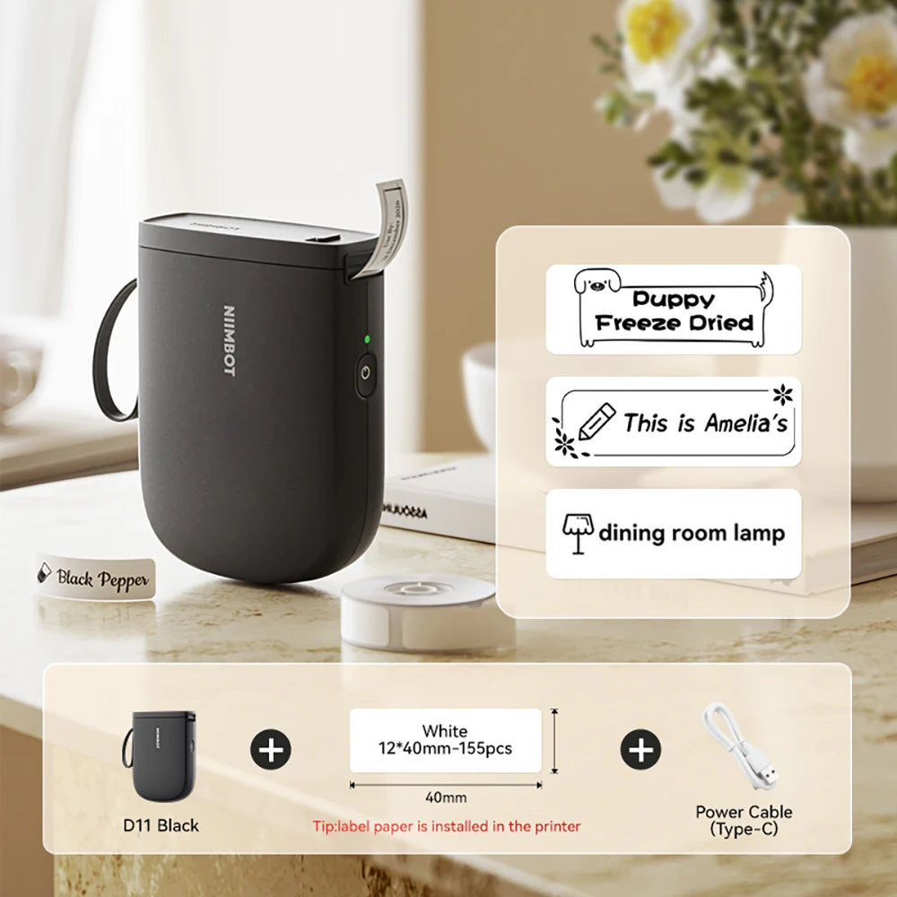 Niimbot D11 Mini Printer Wireless Phone Pocket Thermal Label Maker USB Rechargeable Inkless DIY Name Price Tag Sticker Machine