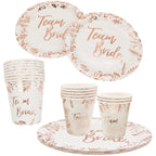 1Bag Team Bride Disposable Tableware Paper Plates Cup Wedding Bridal Shower Hen Night Bachelorette Engagement Party Decoration
