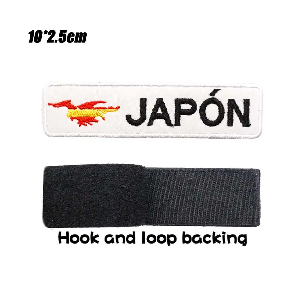 Custom Spain Name Tags Army Blood Number ID Embroidered Patches with Iron on Hook Backing
