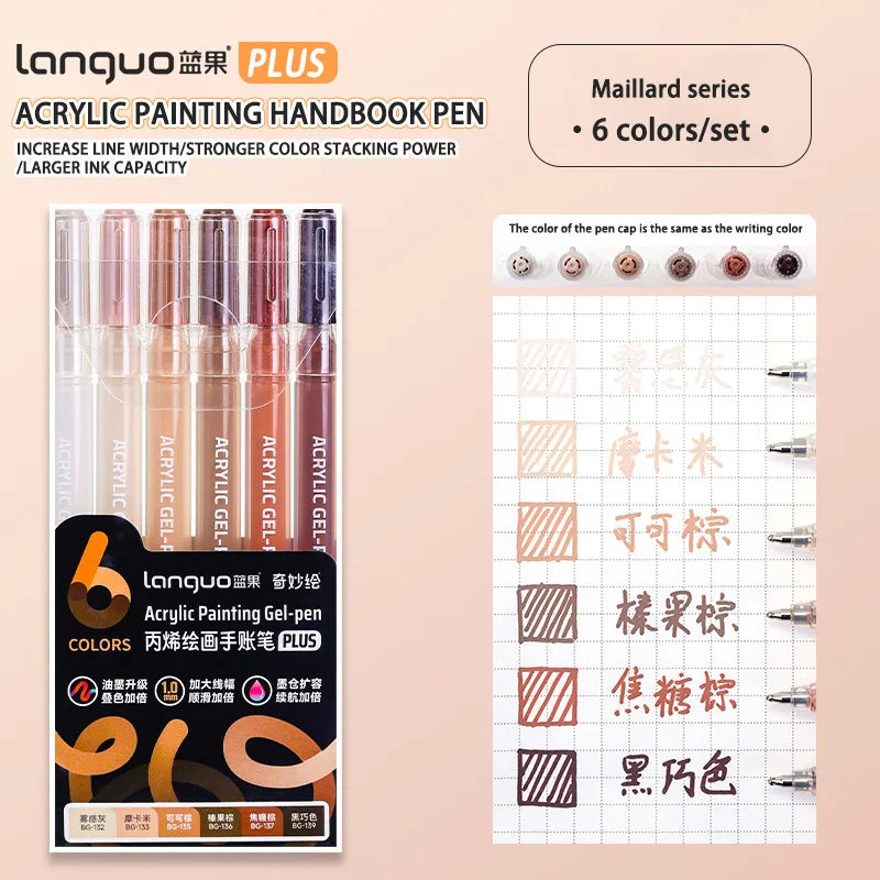 Languo 6/24/36/54/72/90 colors Acrylic Painting Handbook Pens Multi-Color Gel Pen Student Neutral Pen Writing Marker Stationery
