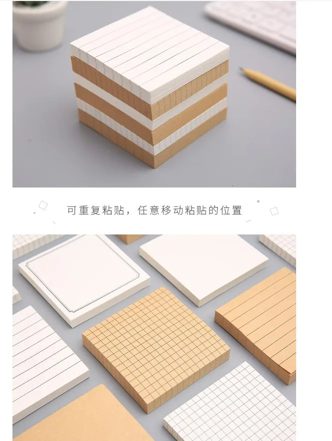 80Pcs Student Office Creative Tearable Memo Grid Memo Paper Self Adhesive Memo Paper Memo Label Stickers