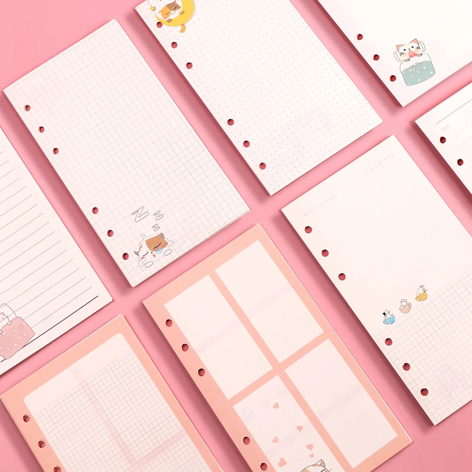 A6 80Sheet Cute Colorful Loose-leaf Replacement Line Grid Blank Point Paper Refill Inner Page Inner Page Inside Stationery