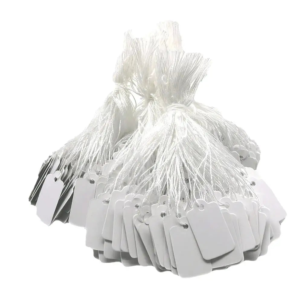 500Pcs/lot Jewelry Price Label with Cotton String Commodity Price Tag Shop Price Card DIY Gold Silver Blank Price Display Card