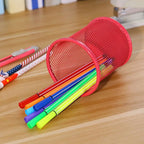 Multifunction Round/Square Mesh Pen Pot Multicolor Pen Holder Desk Tidy Stationery Organiser Pencil Storage Stationery Organiser