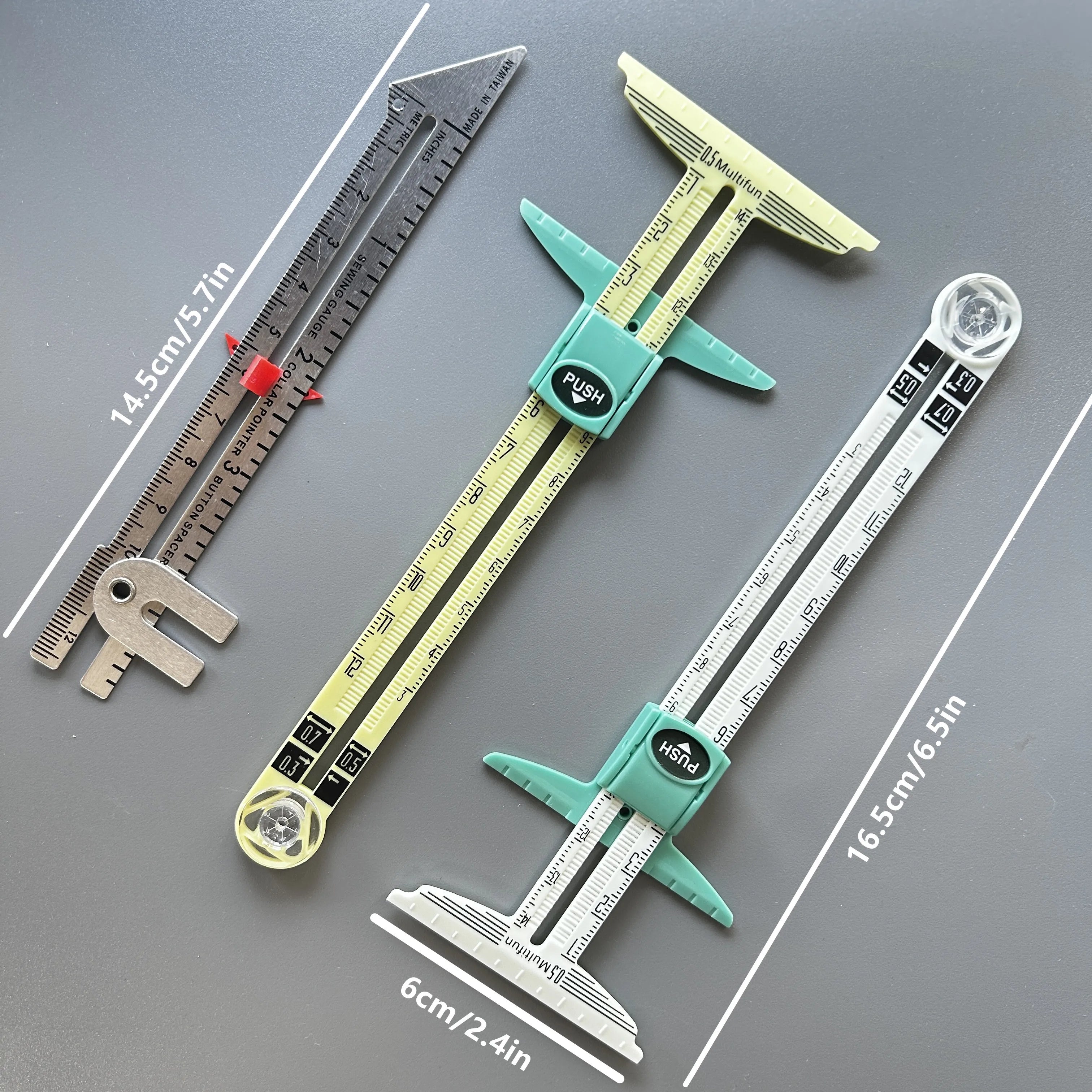 5-in-1 Exclusive Edition Sewing Ruler with Centimeter Scale And Slide Rule Heavy-Duty Plastic Structure for Cutting Embroidery A
