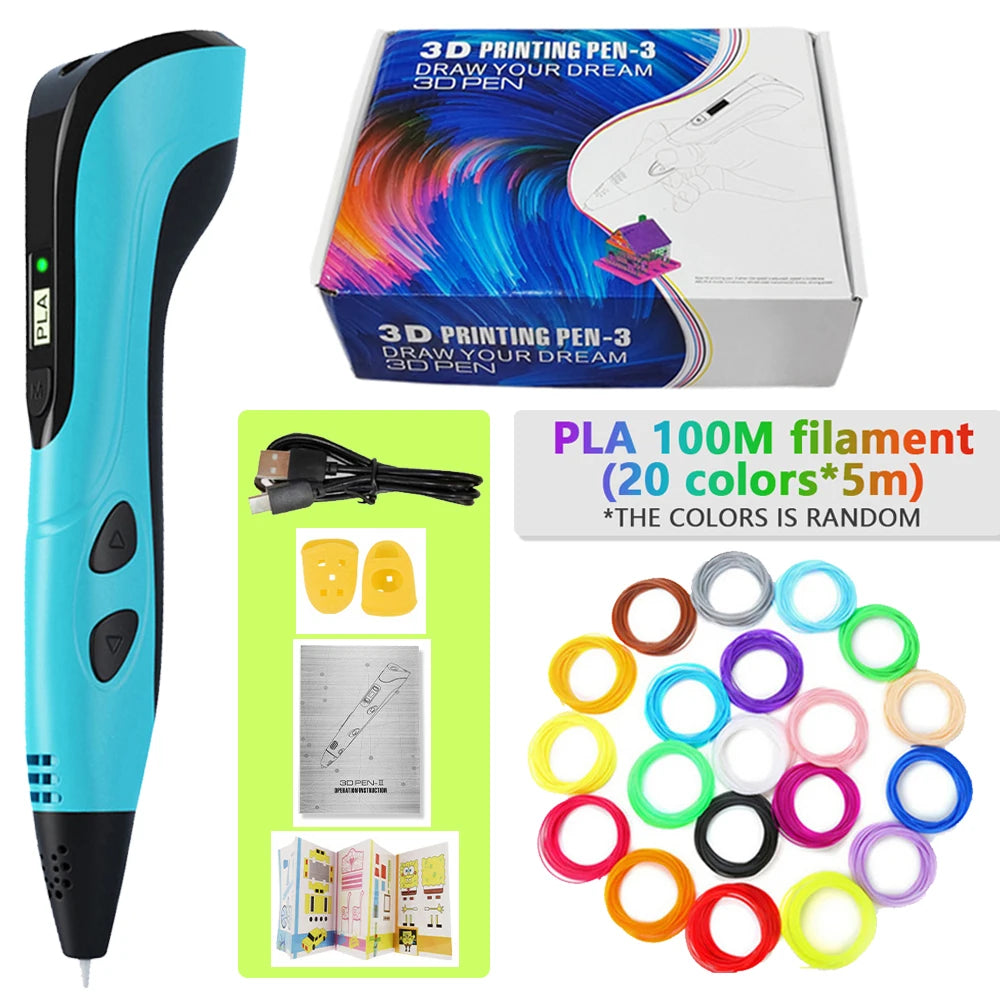3d Pen for kids Creatived Toy DIY 3D Printing Pen Type-C Rechargeable 3D Pens Set with 200M PLA Filament for Children Gift