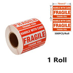 2"x 3" Fragile Stickers 500 Labels Per Roll Strong Adhesive (Handle with Care,Thank You) Labels for Shipping Moving,Do Not Bend