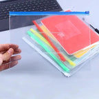 6PCS PVC Transparent Waterproof Zipper File Bags, A4/A5/A6 Envelope Document Pouches, Random Color Archive Organizer for Office