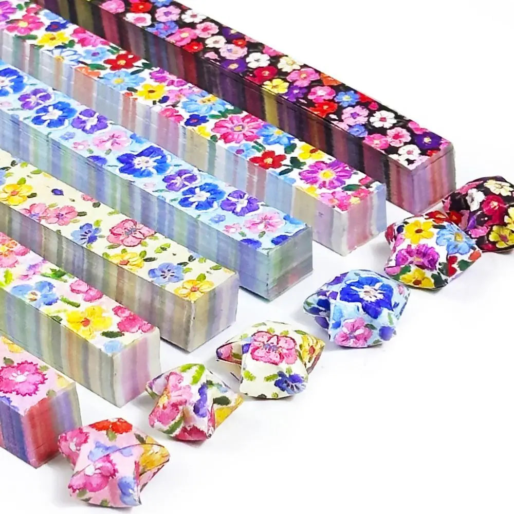 Oil Painting Series Origami Paper Double-Sided Printed Decorative Folding Paper Colorful Paper Star Strips Handmade Projects