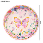 Butterfly Disposable Tableware Set Paper Plate Cup Napkins Pink Butterfly Birthday Party Decoration Baby Shower Wedding Supplies