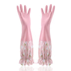 Waterproof Rubber Latex Velvet Gloves, Durable, Cleaning, Washing Clothes, Household, Kitchen, Winter