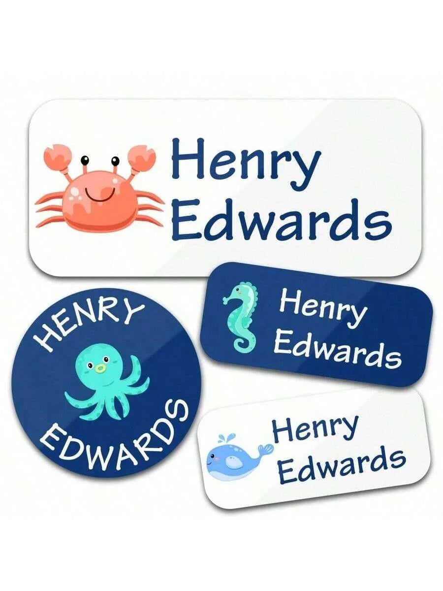 Custom Name Stickers 130 Pieces - Waterproof Personalized Adhesive Labels for Clothing