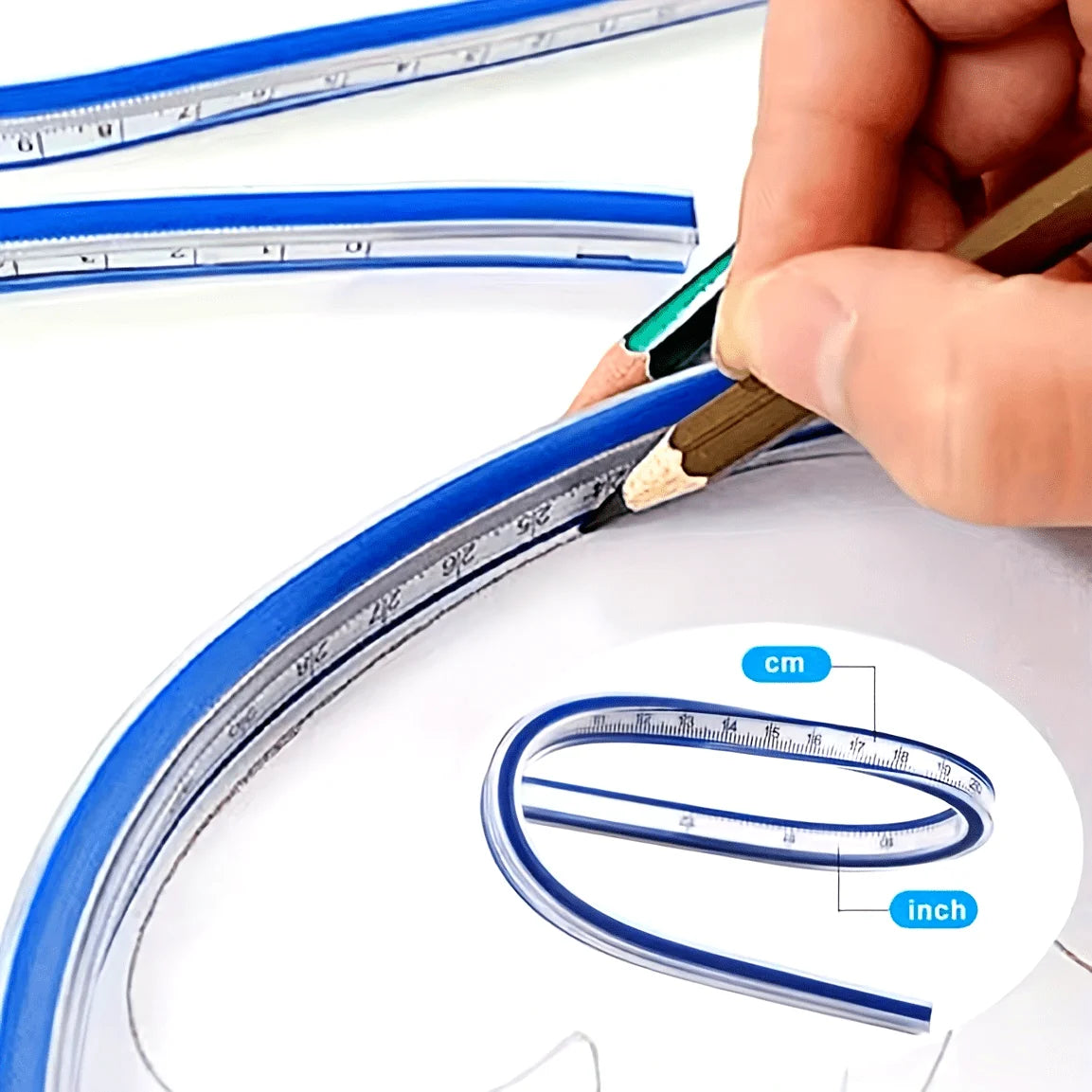 Flexible Curved Edge Ruler 1pc, Dual Scale cm/in, Ideal for Drawing, Designing and Handcraft Projects