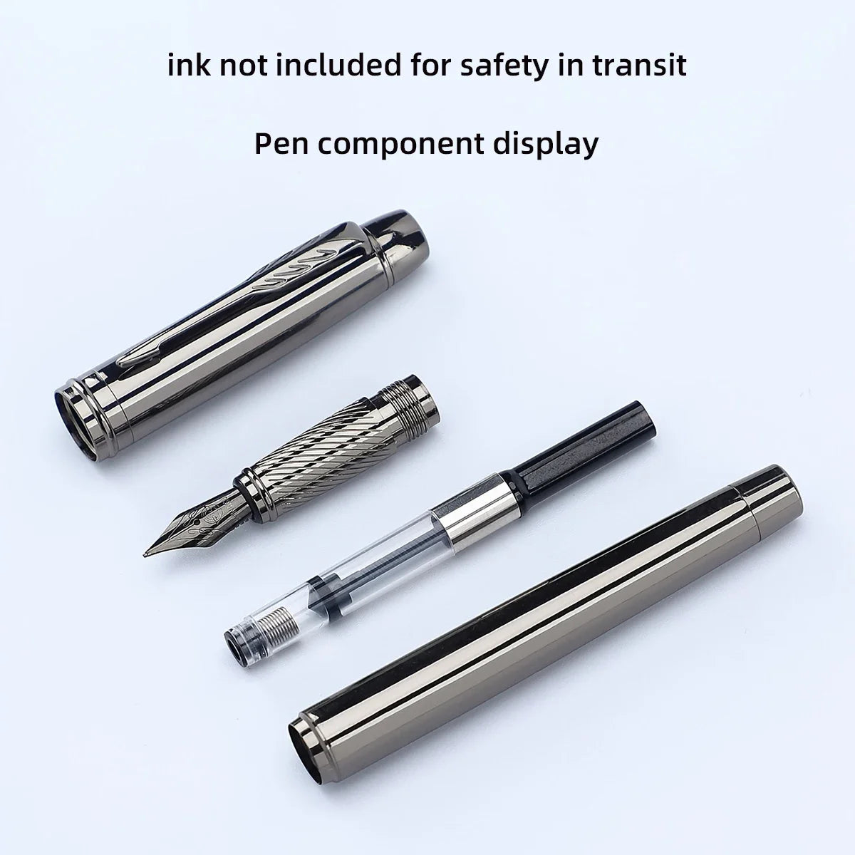 1 Pc Silver Gray High-end Business Fountain Pens, Lridium Pen Tip Medium size 0.5mm.  For School Classroom, Office, Daily Writin