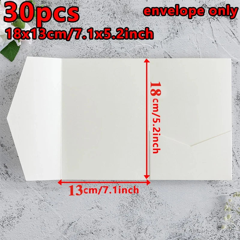 30pcs 18x13cm Green Envelopes for Wedding Invitation Small Business High-grade 250g Paper Stationery Supplies Storage Bag