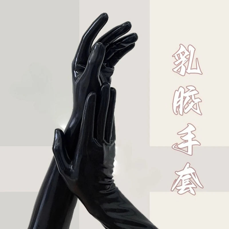Black White Latex Gloves Integrated Molding Long Short Gloves Cosplay Close-fitting Male or Female Gloves Private Party DJ Props