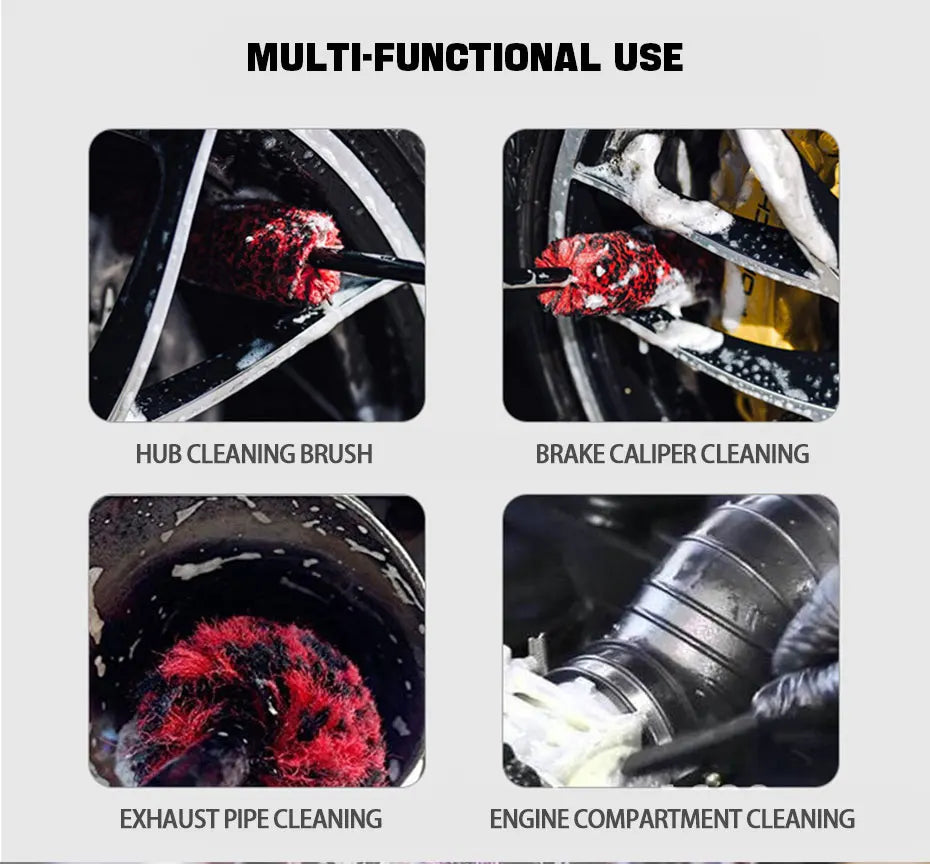 SEAMETAL Car Wheel Detailing Cleaning Brush Woolies Plush Car Rim Tire Wash Brushes Long Handle Bendable Auto Wheel Clean Tools