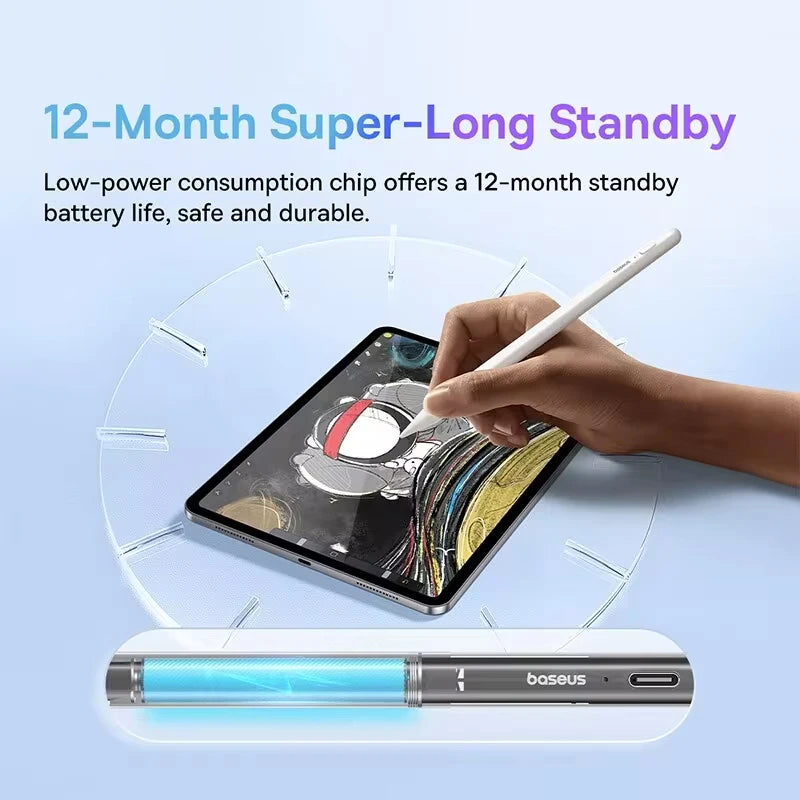 Baseus Stylus Lite with LED for Apple Pencil iPad Palm Rejection Magnetic Design Touch Pen for Tablet for iPad Pro 2018-2023