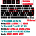 Keyboard Cover for 2022-2024 M4 M3/M2/M1Chip Pro 14"/16" A3401/A2992/A2779/A2991/A3403 MacBook Air 15.3"/13.6" A3113/A3114/A2941