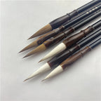 6pcs Wooden Calligraphy Brush Pen Set Different Models Chinese Painting Brush Pen Wool Weasel Hair Regular Script Writing Brush