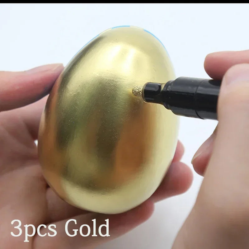 Chrome Paint Marker Reflective Liquid Mirror Paint Pens Golden Silvery Ink 2mm Writing Tip For Model Metal Wood Plastic Stone