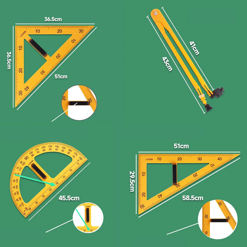 Math Geometry Ruler Kits Multifunction Teaching Rulers for Office Classroom