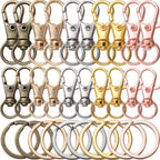 10/20Pcs Swivel Clasps Set Lanyard Snap Hooks with Key Chain Rings Keychain Clip Hooks for DIY Necklace Bracelet Chain Supplies