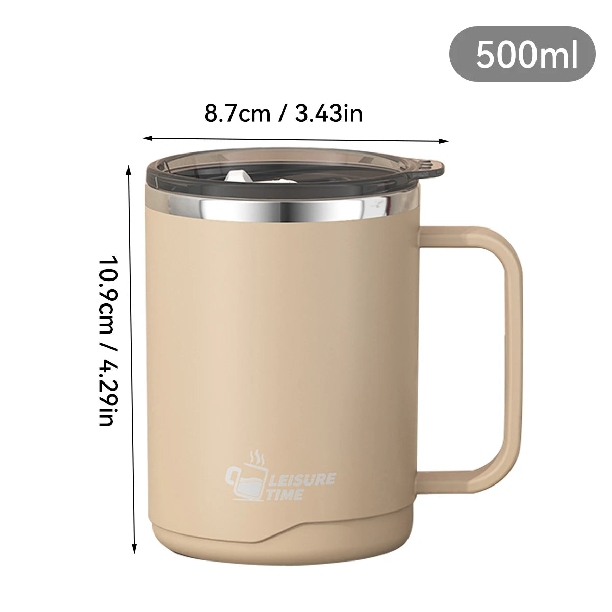 WORTHBUY 304 Stainless Steel Double Wall Insulated Coffee Mug With Handle Portable Sealed Water Cup Large Capacity Drinking Cup