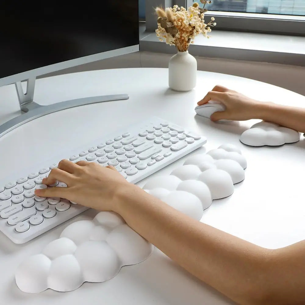Keyboard Cloud Wrist Rest with Soft Leather Memory Foam Wrist Support/Cushion for Easy Typing and Pain Relief  Rest for office