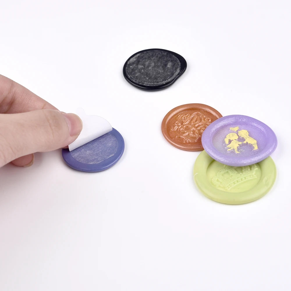 50Pcs Wax Seal Stamp Double-Sided Adhesive Stickers Round Discs Stamp Adhesive Tape DIY Envelope Cards Label Wax Sealing Sticker