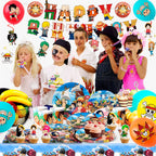 117 Pcs One Piece Party Supplies-One Piece Party Banner Balloons Cake Topper Plates Etc One Piece Birthday Party Decorations