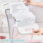 PP Accordion File Organizer Vertical Multi-Compartment Structure Expanding File Folder Portable Carry Handle Cute Pattern