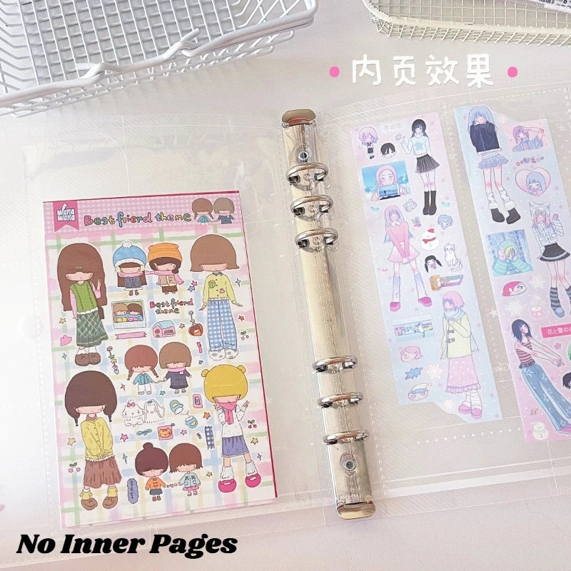 Ins A5 Loose-Leaf Binder Organization Cherry/Angel Wing Transparent Clear Album Organizer Cover for Kpop Photo Cards Collection