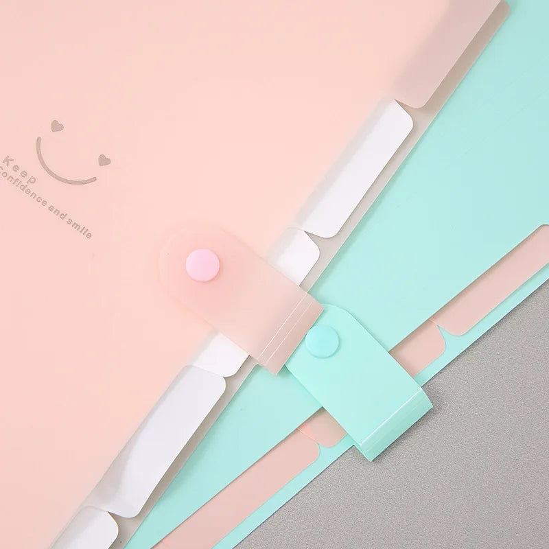 A4 Organ Folder 5 Layers Macaron Colors File Manager Storage Simple Folder for Student School and Office Stationery Supplies