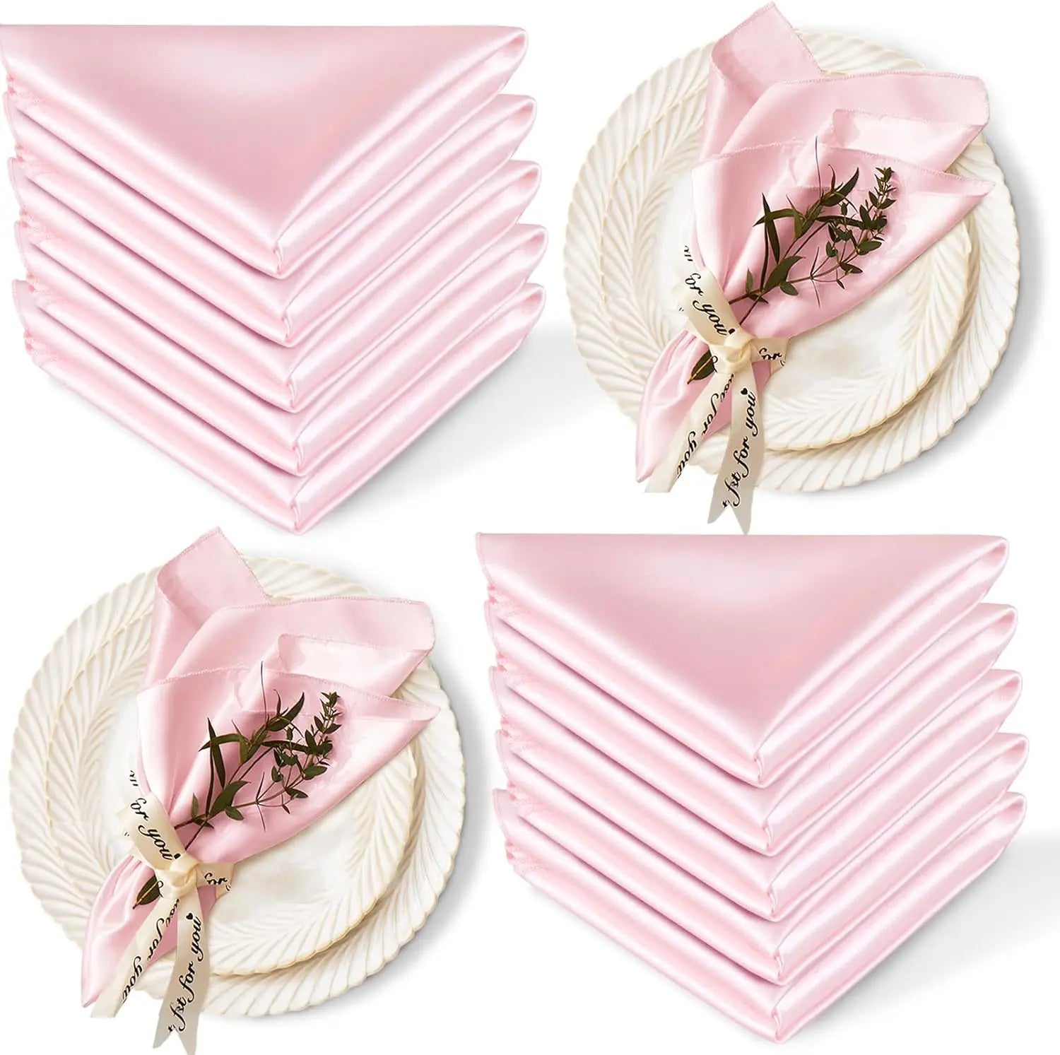 12 Pack Satin Cloth Napkins, 30x30cm Silky Wedding Napkins Cloth, Luxury Dining Table Cloth Napkins for Birthday Holiday Party