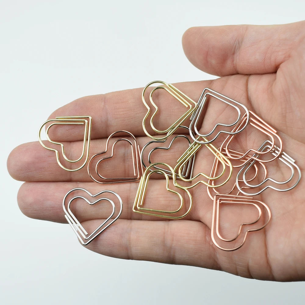 12-Piece Set Heart Paper Clips Colorful Binder for Love Notes Journaling DIY Craft School Supplies Office Organizing Party Favor