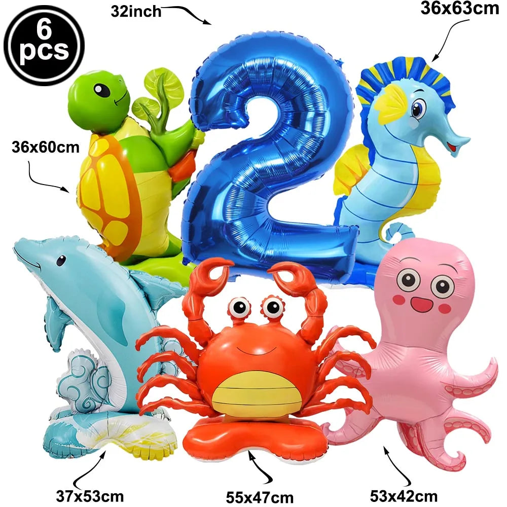 Ocean Sea Birthday Party Tableware Turtle Whale Print Plates Napkins Cups for Baby Shower Ocean Party Birthday Decorations