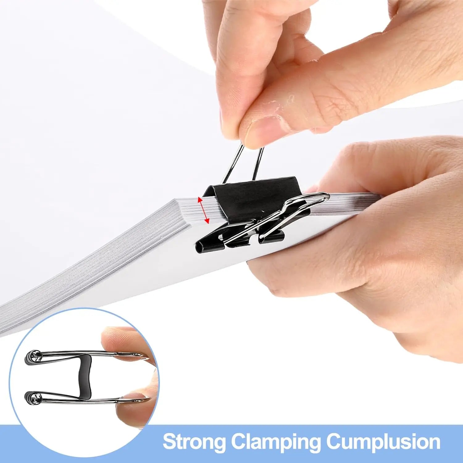 10-50PCS Foldback Clips Multi-Purpose Paper Clips Metal Binder Clip Office Clip Black 15mm for Paperwork Office Home Kitchen