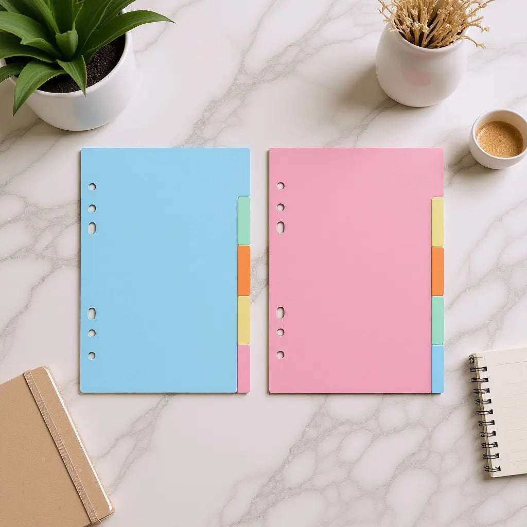 10Pcs Translucent PP Binder Dividers with Raised Label Tabs for A5 6-Hole Notebook Indexing Classroom Office Home Study