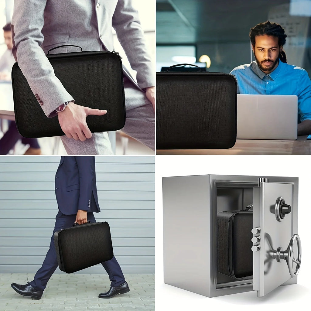 1pc Fireproof & Waterproof File Organizer with Combination Lock - 3-Layer Portable Document Storage Box for Laptop, Certificates