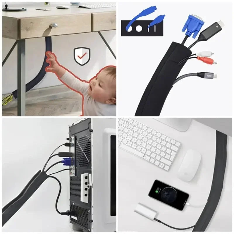 3/1PCS Zipper Cable Sleeve Reusable Cord Organizer Cable Management Protector for Computer TV Wire Cord Organizers 50cm
